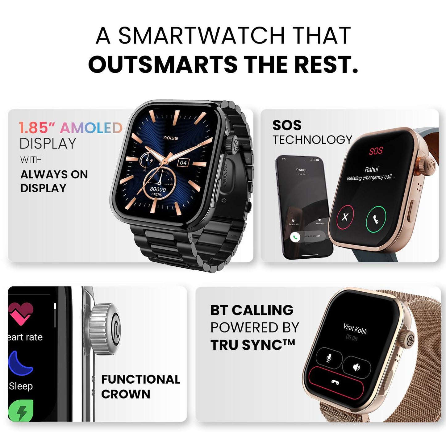 Noise ColorFit Pro 5 Max 1.96" AMOLED Display Smart Watch, BT Calling, Post Training Workout Analysis, VO2 Max, Rapid Health, 5X Faster Data Transfer - Jet Black - Nalanda Enterprises
