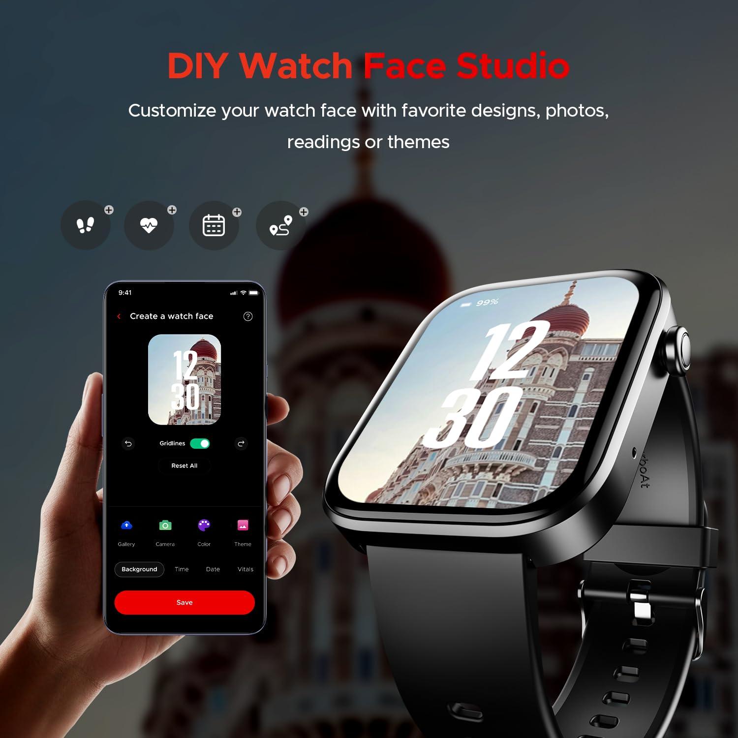 boAt Wave Astra 3 Smartwatch with Bluetooth Calling (46.48mm HD Display, IP67 Water Resistant, Silicone Strap) - Nalanda Enterprises