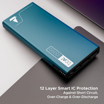boAt EnergyShroom PB300 Air 10000 mAh 22.5W Pocket Size Power Bank with Compact and Lightweight Design, LED Battery Display, 12 Layer Smart IC Protection & Smart Power Management(Carbon Black) - Nalanda Enterprises