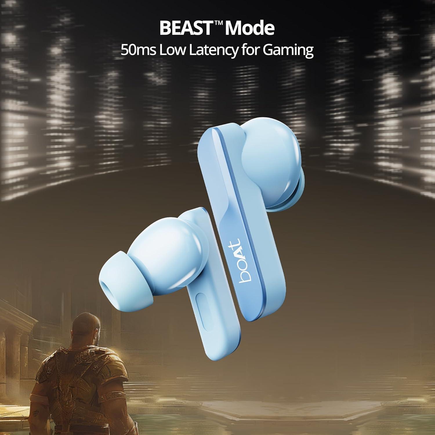 boAt Airdopes 800 True Wireless in Ear Ear Buds w/Dolby Audio, Adaptive EQ by Mimi, 40 Hours Playback, 4 Mics w/AI-ENx™, in-Ear Detection & Hearables App Support - Nalanda Enterprises