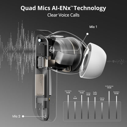 boAt Airdopes 800 True Wireless in Ear Ear Buds w/Dolby Audio, Adaptive EQ by Mimi, 40 Hours Playback, 4 Mics w/AI-ENx™, in-Ear Detection & Hearables App Support - Nalanda Enterprises