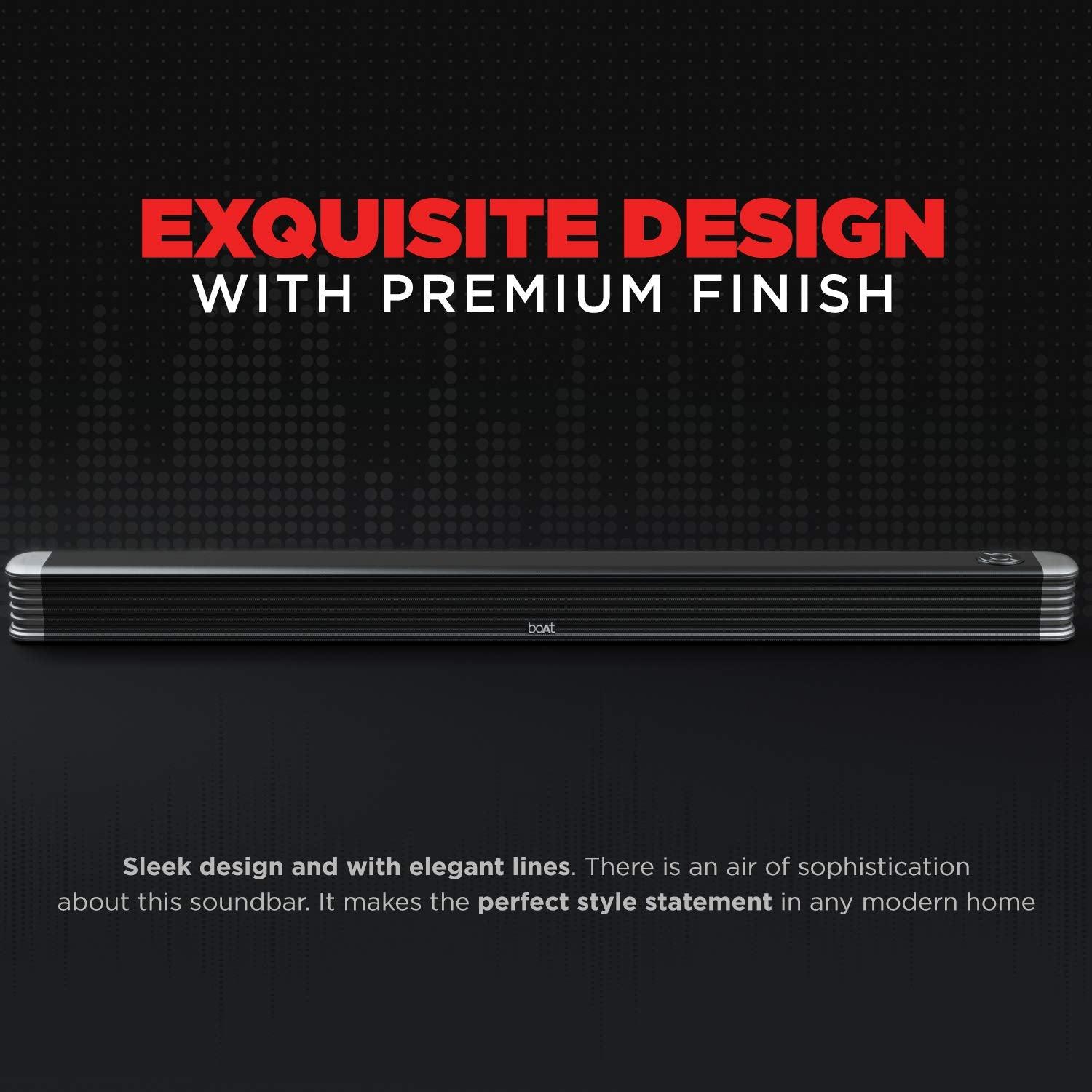boAt AAVANTE Bar 1800 120W 2.1 Channel Bluetooth Soundbar Signature Sound, Wireless Subwoofer, Multiple Connectivity Modes, Entertainment Modes(Premium Black) - Nalanda Enterprises