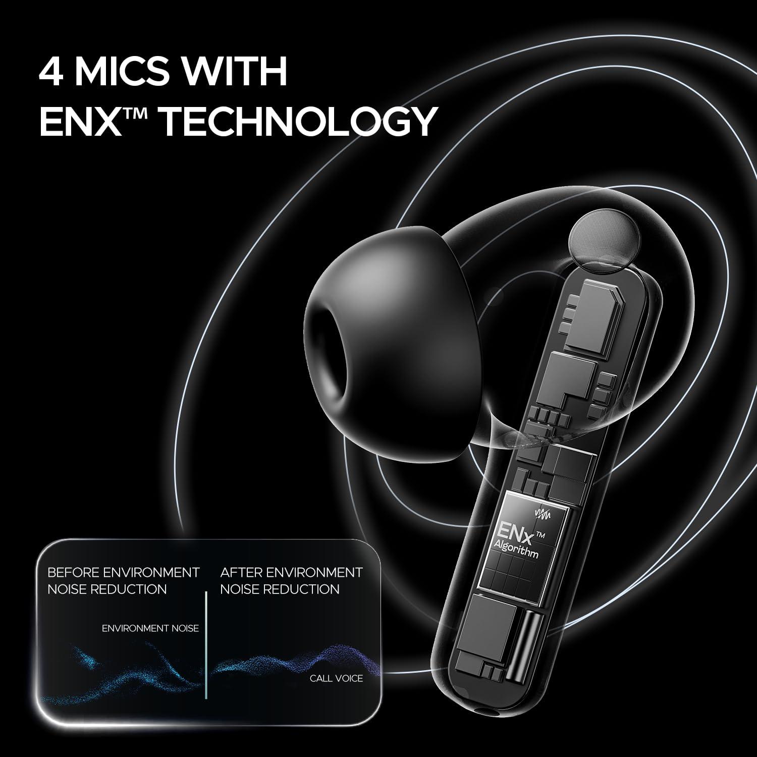 boAt Airdopes 121 Pro Plus Truly Wireless in Ear Ear Buds w/ 100 HRS Playtime, 4 Mics w/ENx™, 50ms Low-Latency Beast™ Mode, ASAP™ Charge, IWP™ Tech, BT v5.3 & IPX5 Earbuds TWS (Black) - Nalanda Enterprises