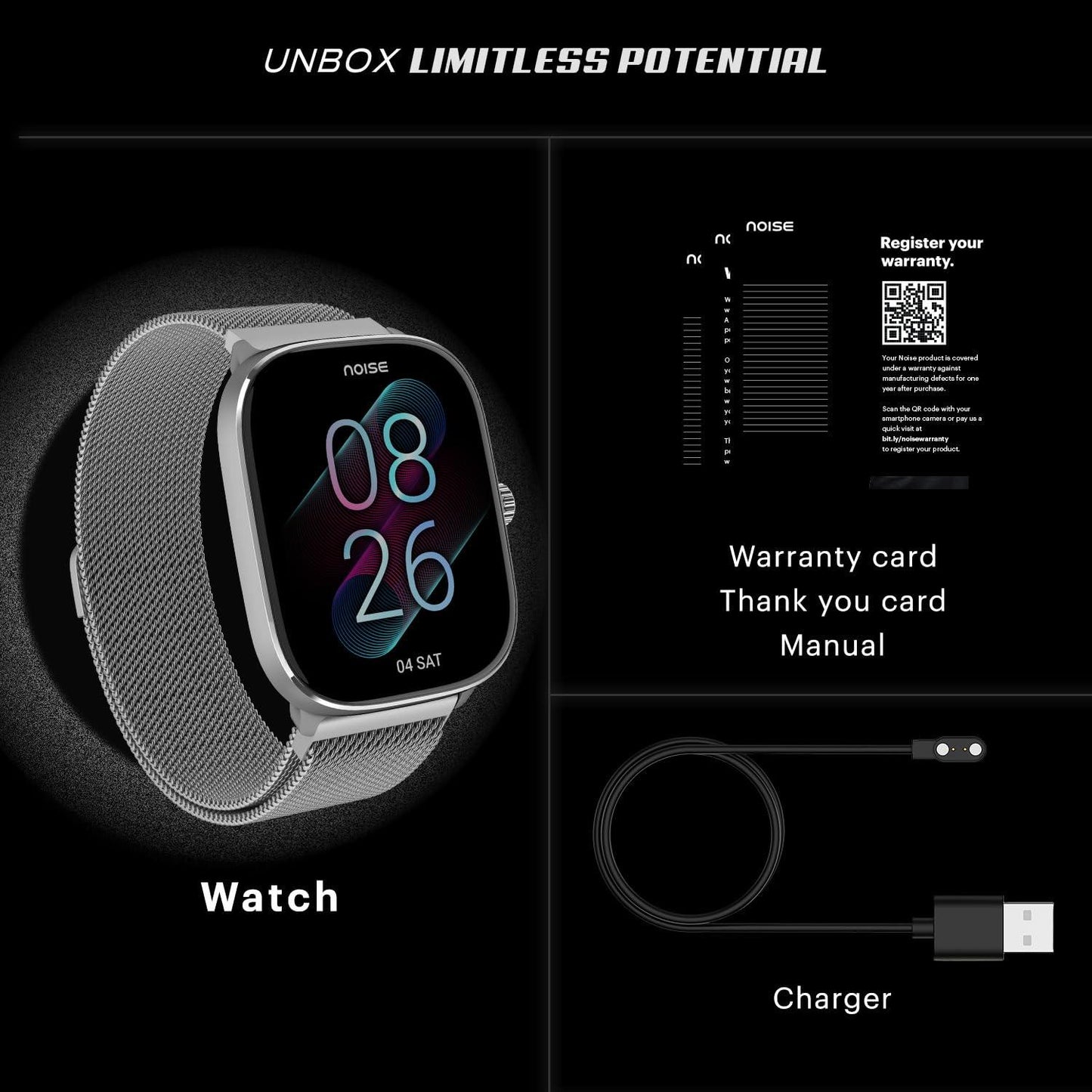 Noise New Macro Smart Watch with 2.0” HD Display,Metallic Finish BT Calling, Functional Crown, 7 Days Battery Life, Sleep Tracking, 200+ Watch Faces (Elite Black) - Nalanda Enterprises