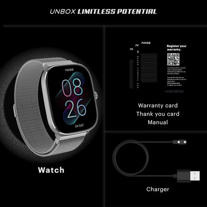Noise New Macro Smart Watch with 2.0” HD Display,Metallic Finish BT Calling, Functional Crown, 7 Days Battery Life, Sleep Tracking, 200+ Watch Faces (Elite Black) - Nalanda Enterprises