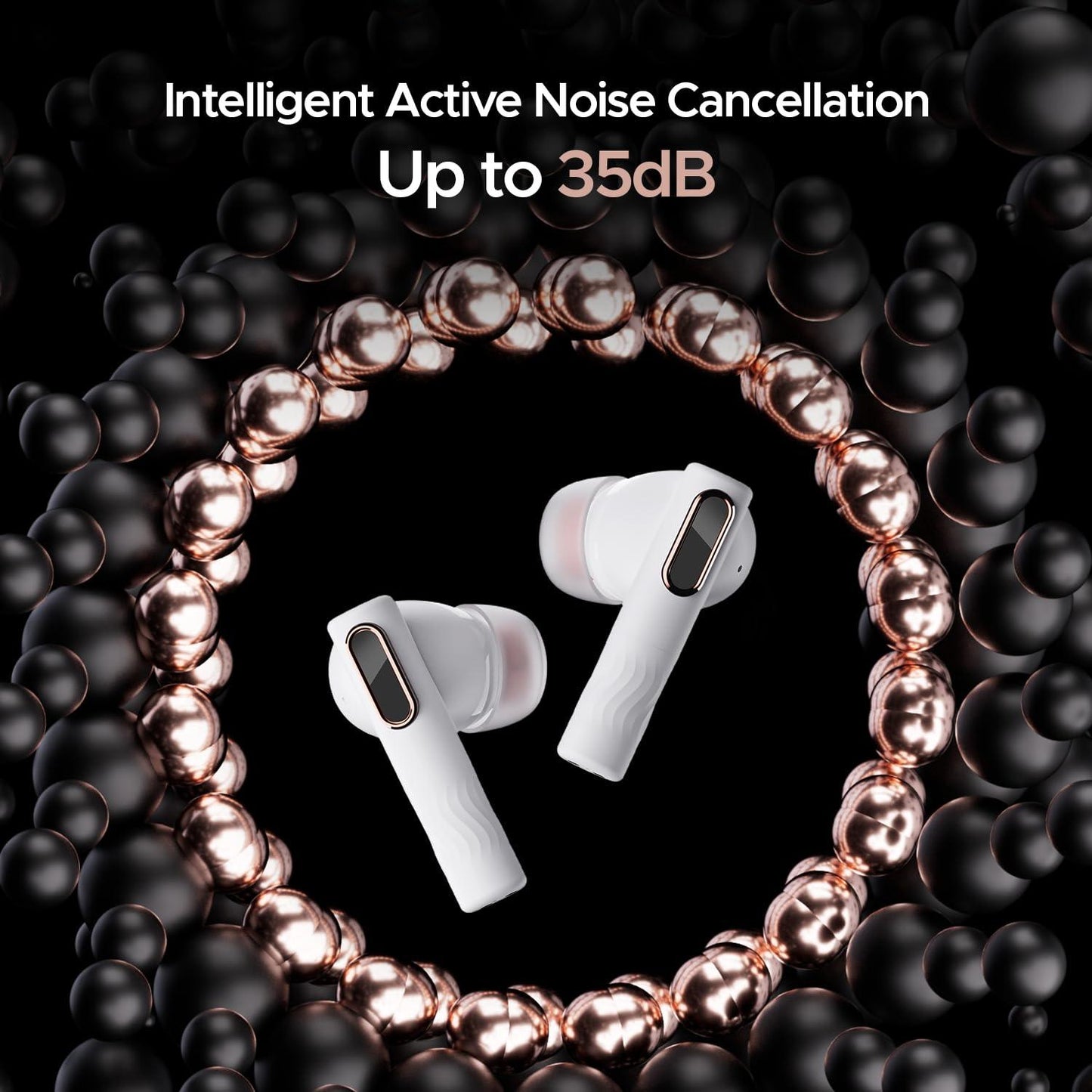 boAt Nirvana Nebula Truly Wireless in Ear Ear Buds w/Dolby Audio, ANC(Upto 35dB), 50 HRS Playback,6-Mic AI-ENx™,ASAP™ Charge,in Ear Detection & Hearables App Support(Celestial White) - Nalanda Enterprises
