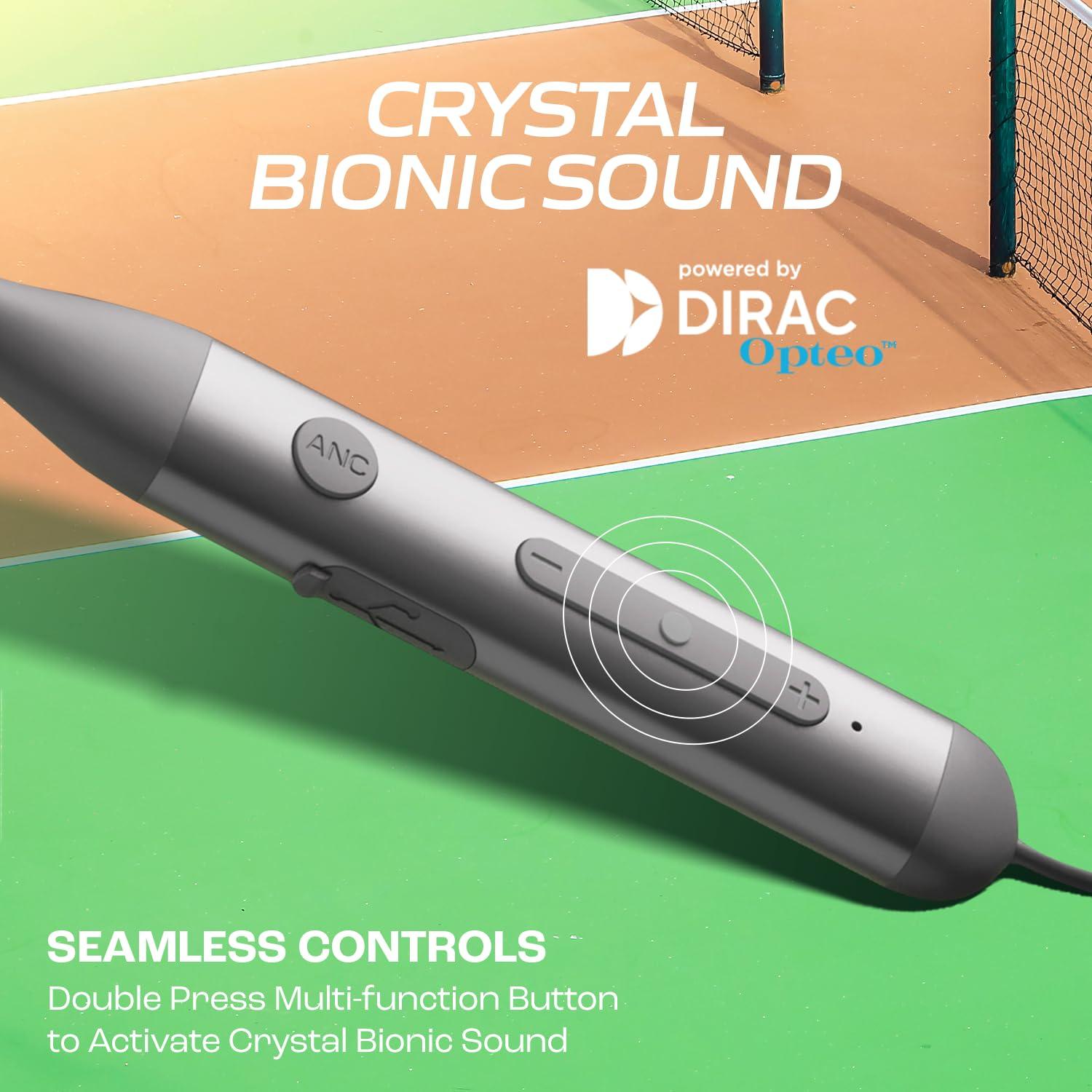 boAt Rockerz 280 ANC w/Crystal Bionic Sound Powered by Dirac Opteo, Active Noise Cancellation, 13mm Drivers, ASAP Charge, 24H Playback & ENx Tech in- Ear Bluetooth Neckband(Gunmetal Black) - Nalanda Enterprises
