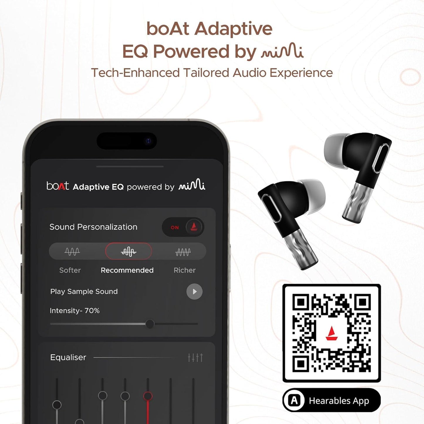 boAt Nirvana Zenith TWS in-Ear Earbuds w/Dolby Audio, 50dB ANC, Adaptive EQ Powered by Mimi, 6-Mic AI-ENx™, 50 Hrs. Playback & Hearables App Support(Mystique Black) - Nalanda Enterprises