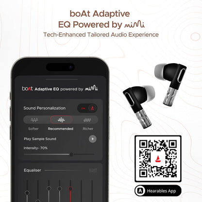 boAt Nirvana Zenith TWS in-Ear Earbuds w/Dolby Audio, 50dB ANC, Adaptive EQ Powered by Mimi, 6-Mic AI-ENx™, 50 Hrs. Playback & Hearables App Support(Mystique Black) - Nalanda Enterprises