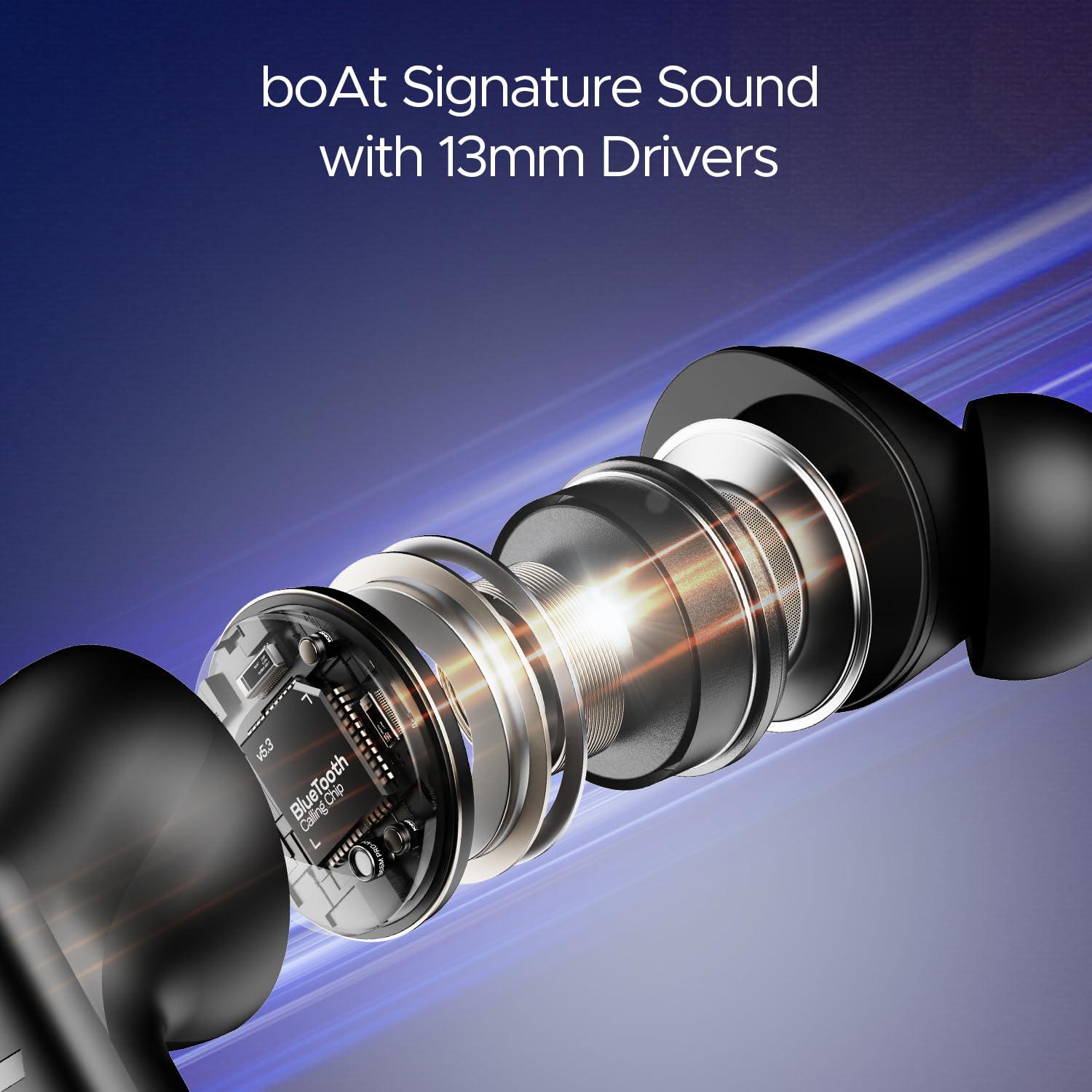 boAt Airdopes 170 TWS Earbuds with 50H Playtime, Quad Mics ENx™ Tech, Low Latency Mode, 13mm Drivers, ASAP™ Charge, IPX4, IWP™, Touch Controls & BT v5.3(Tranquil Blue) - Nalanda Enterprises