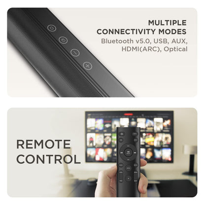 boAt AAVANTE Bar 1800 120W 2.1 Channel Bluetooth Soundbar Signature Sound, Wireless Subwoofer, Multiple Connectivity Modes, Entertainment Modes(Premium Black) - Nalanda Enterprises