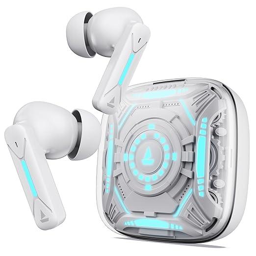 boAt Immortal Airspeed Pro Truly Wireless in- Ear Earbuds w/ 32dB ANC, Beast™ Mode with 40ms Latency, 40hrs Playback, 4 Mics with ENx™, Premium ID w/LEDs & ASAP™ Charge(White Sabre) - Nalanda Enterprises