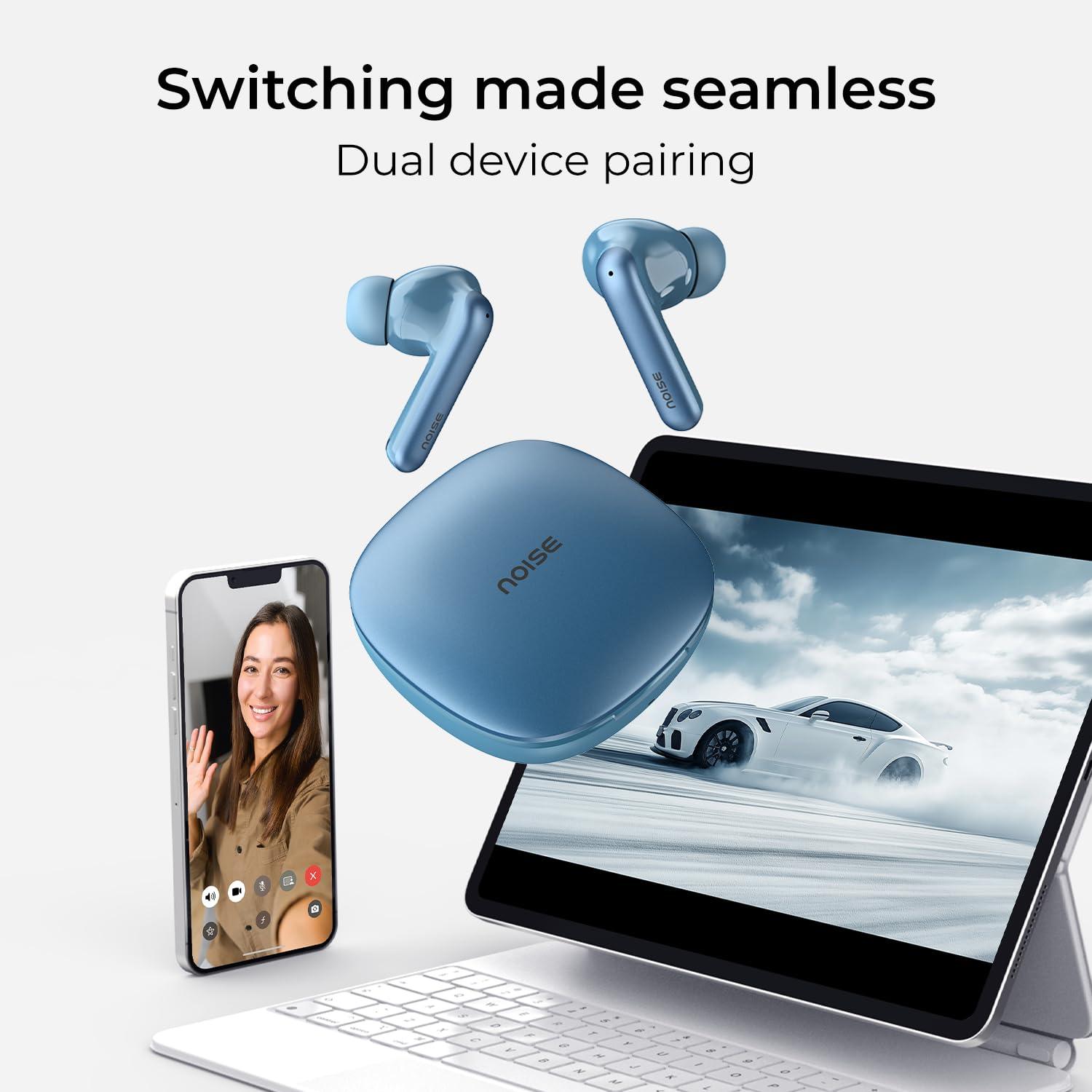 Noise Newly Launched Air Buds Pro 4 in-Ear Truly Wireless Earbuds with Metallic Finish, Hybrid ANC (Upto 40dB), 50H of Playtime, Dual Pairing, Spatial Audio, BT v5.3(Lake Blue) - Nalanda Enterprises