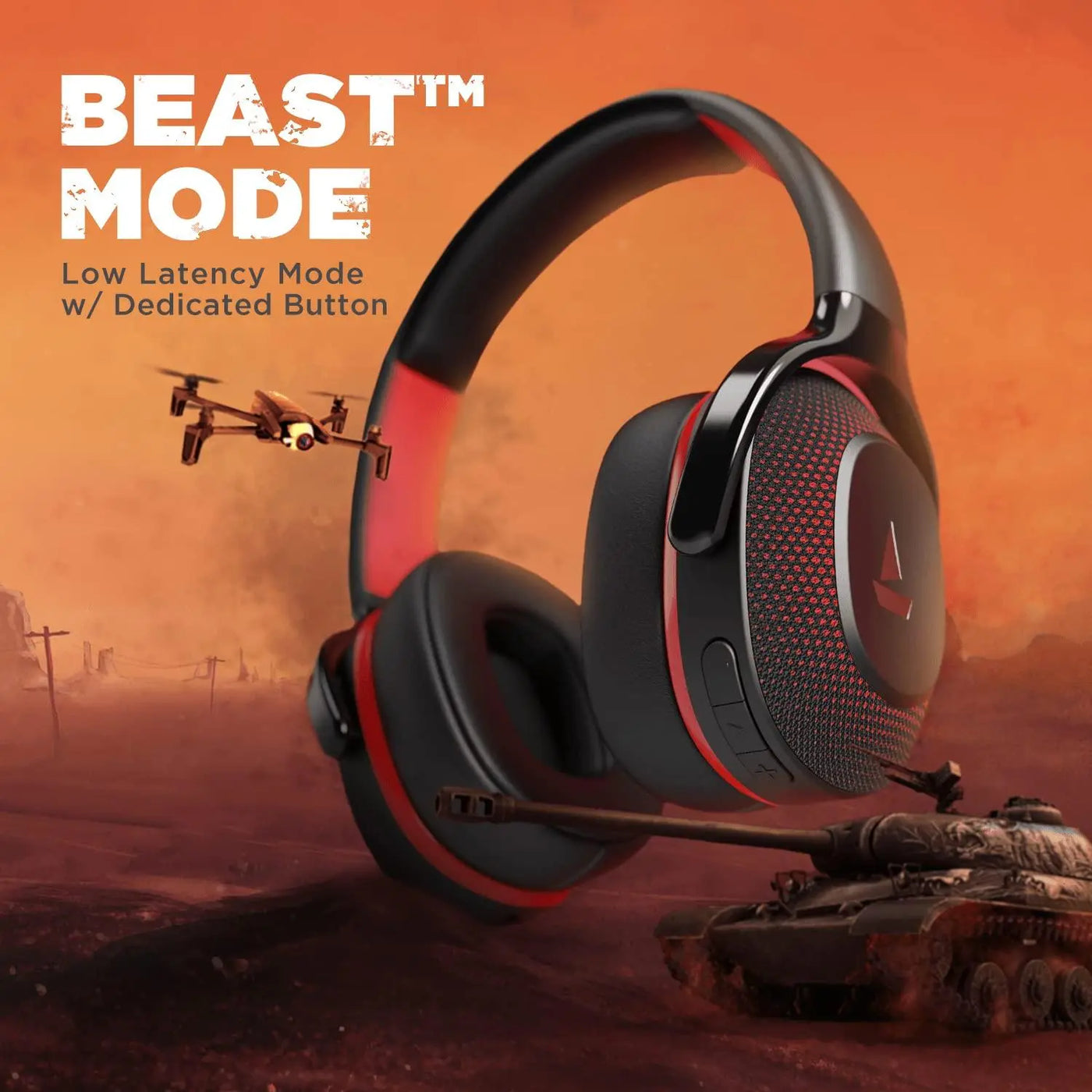 boAt Rockerz 425 Bluetooth Wireless Over Ear Headphones with Mic Signature Sound, Beast Mode for Gaming, Enx Tech, ASAP Charge, 25H Playtime, Bluetooth V5.2 (Active Black) - Nalanda Enterprises