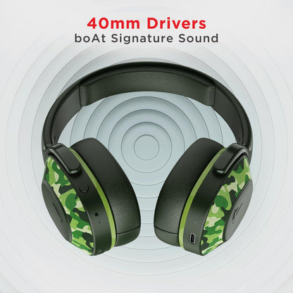 boAt Rockerz 425 Bluetooth Wireless Over Ear Headphones with Mic Signature Sound, Beast Mode for Gaming, Enx Tech, ASAP Charge, 25H Playtime, Bluetooth V5.2 (Active Black) - Nalanda Enterprises