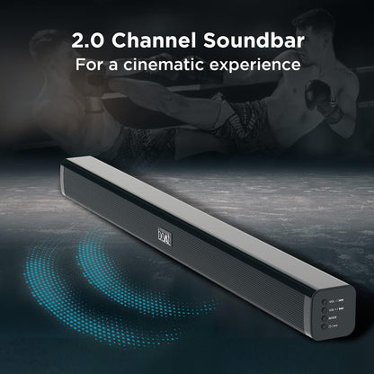boAt Aavante Bar 900/908 Bluetooth Soundbar with 30W RMS, 2.0 Channel, Multiple Connectivity, EQ Modes, Sleek Finish, Easy Access Integrated Controls(Premium Black) - Nalanda Enterprises