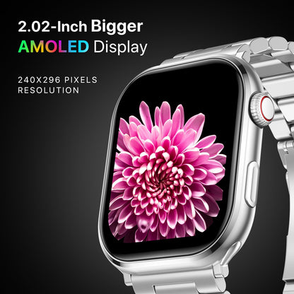 Fire-Boltt Brillia Pro Smart Watch with 51.3mm (2.02 inch) AMOLED Display, Bluetooth Calling, SpO2, Heart Rate Monitoring, 120+ Sports Modes, IP67 Waterproof, Long Battery Life (Black Wave)