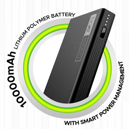 boAt EnergyShroom PB300 Air 10000 mAh 22.5W Pocket Size Power Bank with Compact and Lightweight Design, LED Battery Display, 12 Layer Smart IC Protection & Smart Power Management(Carbon Black) - Nalanda Enterprises