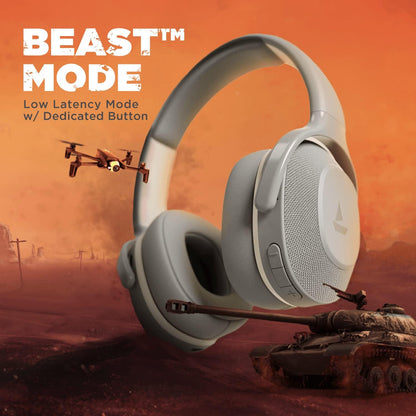boAt Rockerz 425 Bluetooth Wireless Over Ear Headphones with Mic Signature Sound, Beast Mode for Gaming, Enx Tech, ASAP Charge, 25H Playtime, Bluetooth V5.2 (Active Black) - Nalanda Enterprises