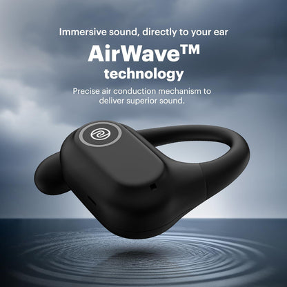 Noise Pure Pods Wireless Open Ear Earbuds with AirWave™ Technology,Up-to 80H Playtime,Quad Mic with ENC,16mm Neodymium Dynamic Driver,Detachable Pure Band,BTv5.3 (Power Black) - Nalanda Enterprises