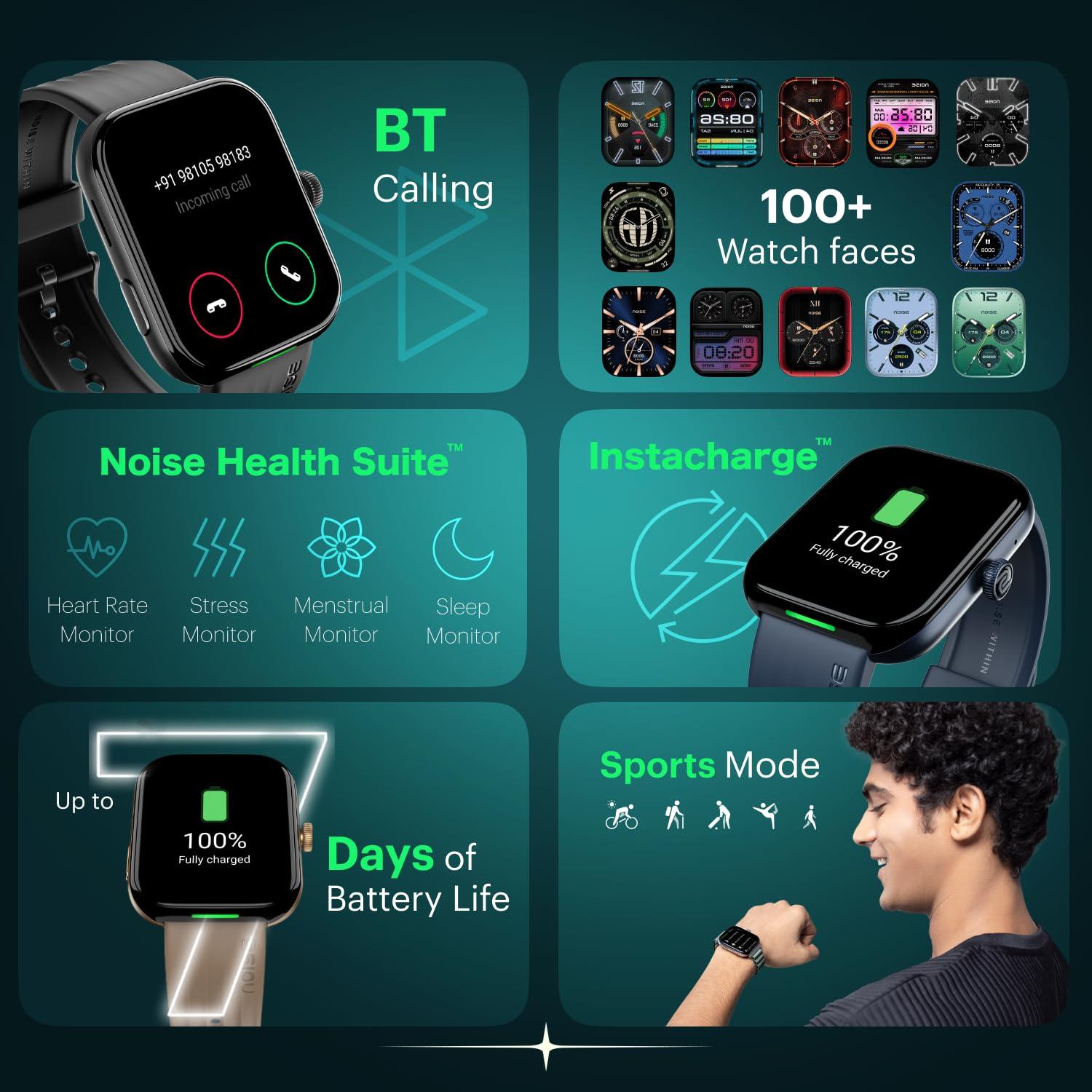 Noise Ultra 3 Luminary with India's 1st Ever Personalised Notification Alerts (Lumilert), 1.96" AMOLED Display, Premium Metallic Dial, Send Upto 5 Emojis (Lumiping), Health Suite (Jet Black) - Nalanda Enterprises