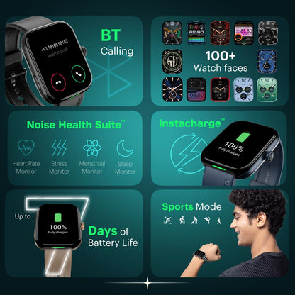 Noise Ultra 3 Luminary with India's 1st Ever Personalised Notification Alerts (Lumilert), 1.96" AMOLED Display, Premium Metallic Dial, Send Upto 5 Emojis (Lumiping), Health Suite (Jet Black) - Nalanda Enterprises