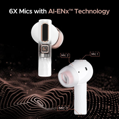 boAt Nirvana Nebula Truly Wireless in Ear Ear Buds w/Dolby Audio, ANC(Upto 35dB), 50 HRS Playback,6-Mic AI-ENx™,ASAP™ Charge,in Ear Detection & Hearables App Support(Celestial White) - Nalanda Enterprises