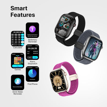 Fire-Boltt Brillia Pro Smart Watch with 51.3mm (2.02 inch) AMOLED Display, Bluetooth Calling, SpO2, Heart Rate Monitoring, 120+ Sports Modes, IP67 Waterproof, Long Battery Life (Black Wave)
