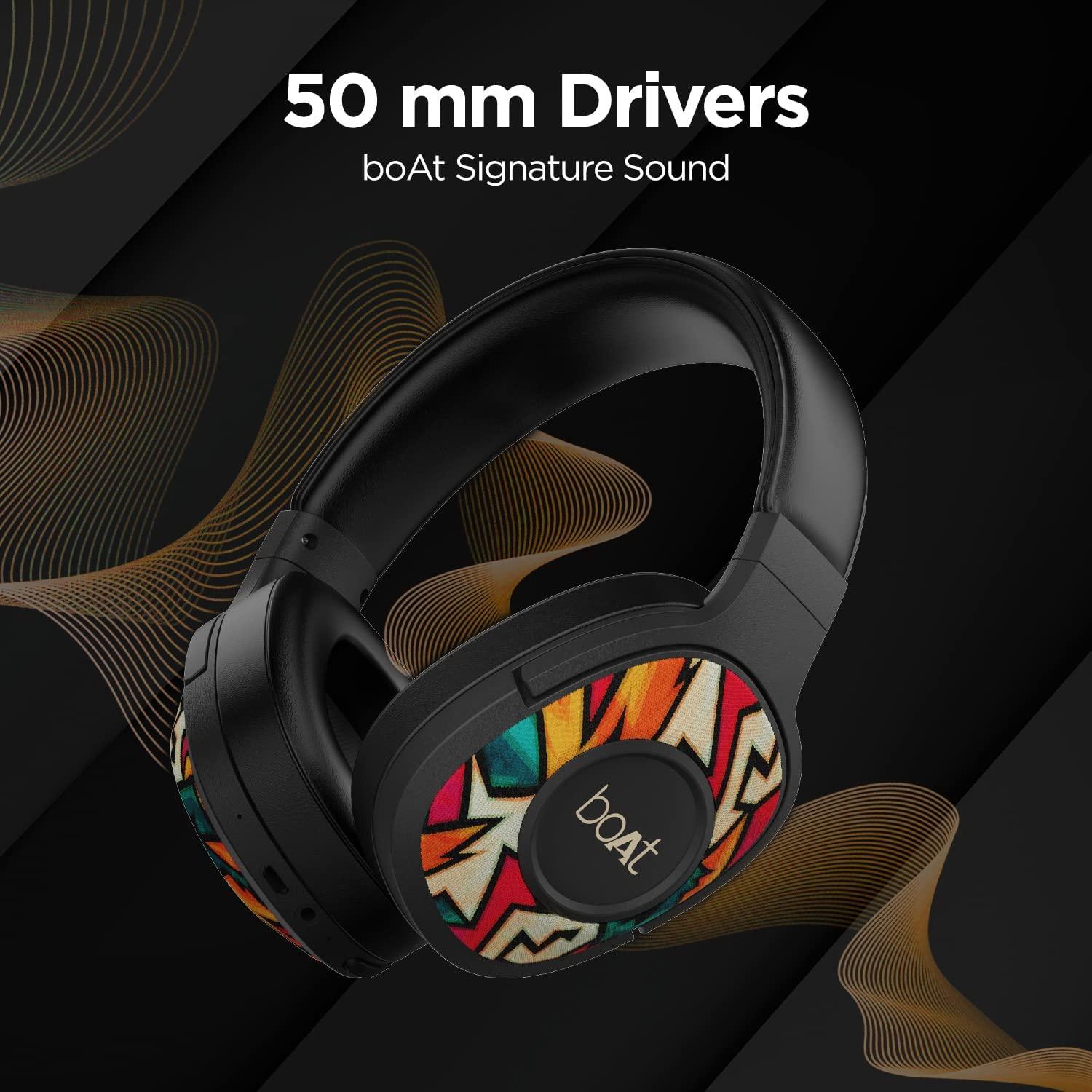 boAt Rockerz 551ANC Hybrid Active Noise Cancellation Headphones with Up to 100H Playtime, ASAP™ Charge, Ambient Sound Mode &Dual EQ Modes, ENx™ Technology(Stellar Black) - Nalanda Enterprises
