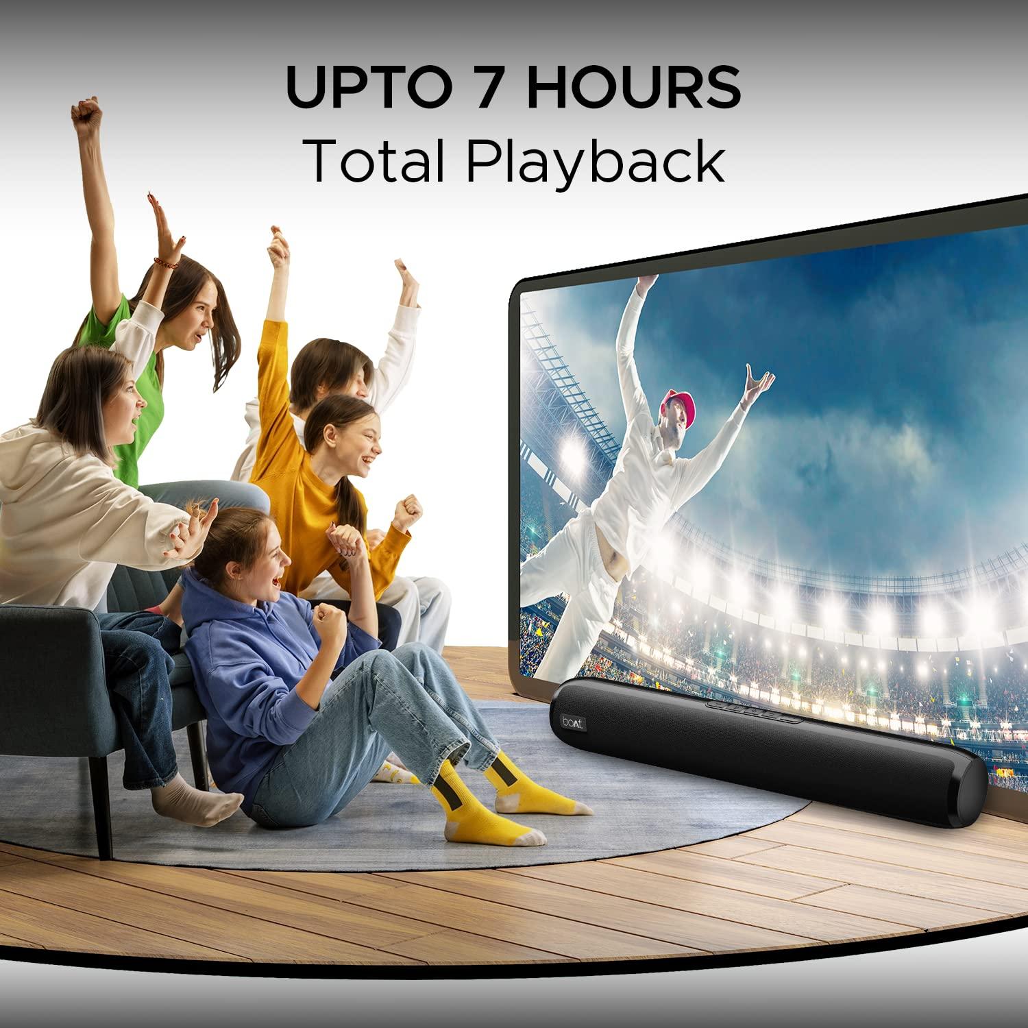 boAt Aavante Bar 1500 2.1 Channel Home Theatre Soundbar with 120W Signature Sound, Wired Subwoofer, Multiple Connectivity Modes, Entertainment EQ Modes and Sleek Finish (Black) - Nalanda Enterprises