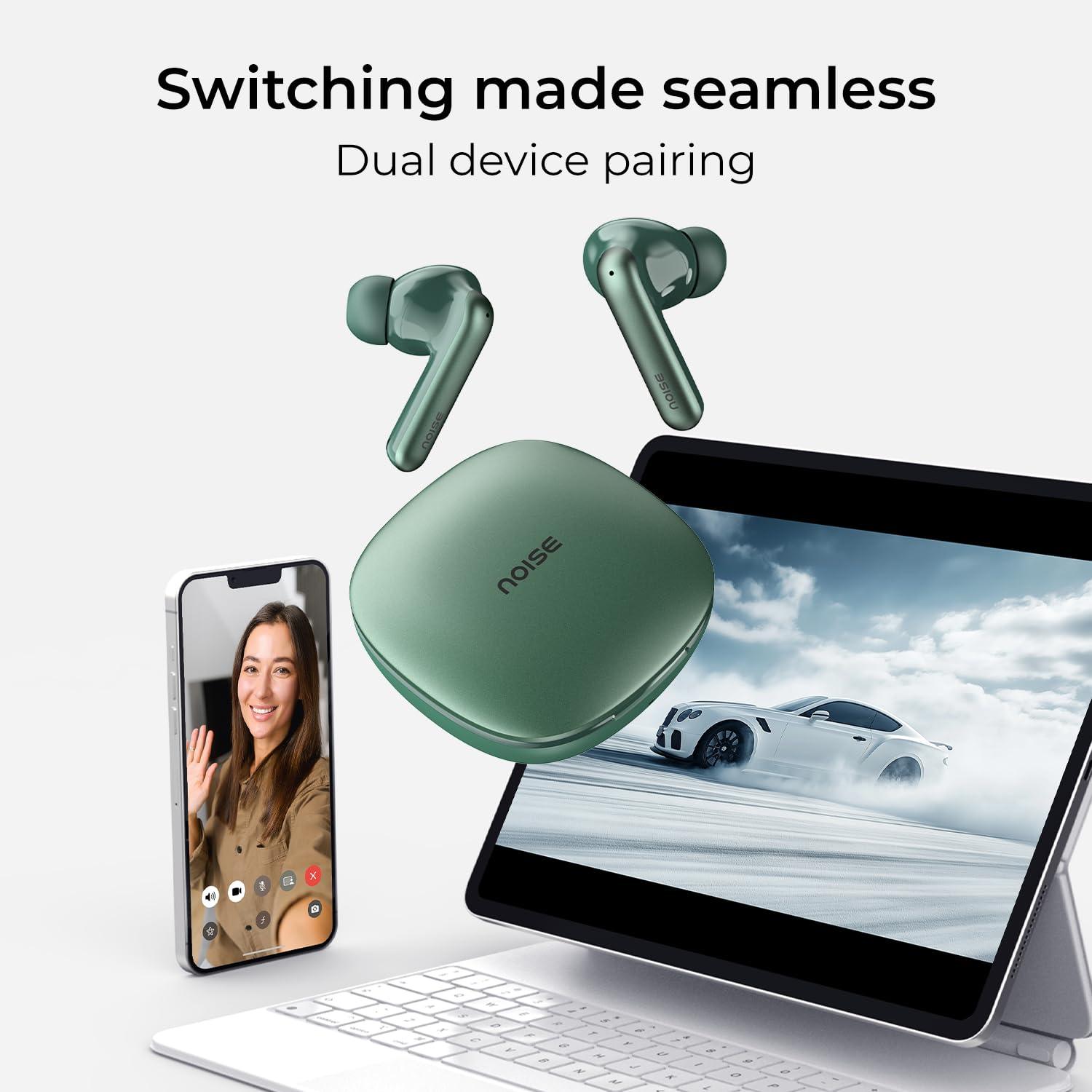 Noise Newly Launched Air Buds Pro 4 in-Ear Truly Wireless Earbuds with Metallic Finish, Hybrid ANC (Upto 40dB), 50H of Playtime, Dual Pairing, Spatial Audio, BT v5.3(Lake Blue) - Nalanda Enterprises