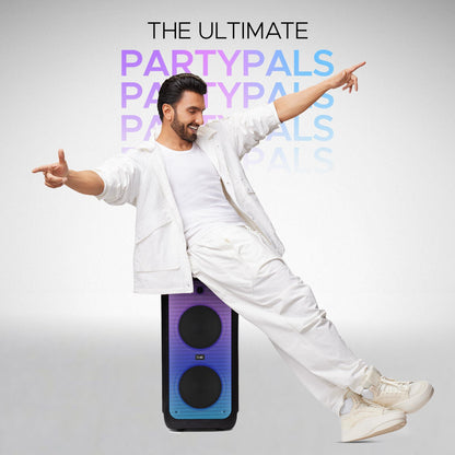 boAt Partypal 390/400 Speaker with 160 W Signature Sound, Up to 6 hrs Playtime, EQ Modes, 2 Mics for Karaoke, TWS Mode, Bluetooth v5.3, AUX Port, & USB Type-C Port(Space Black) - Nalanda Enterprises