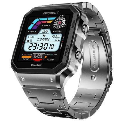 Fire-Boltt Maverick Smartwatch 51.308mm (2.02 inch) IPS Display, Luxury Stainless Steel Look, 320x385 Pixel Resolution, Bluetooth Calling, Voice Assistant - Nalanda Enterprises