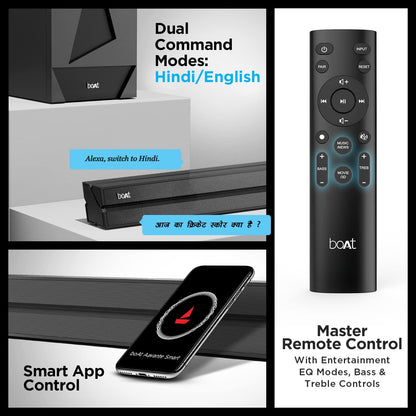 boAt Aavante Bar 1500 2.1 Channel Home Theatre Soundbar with 120W Signature Sound, Wired Subwoofer, Multiple Connectivity Modes, Entertainment EQ Modes and Sleek Finish (Black) - Nalanda Enterprises