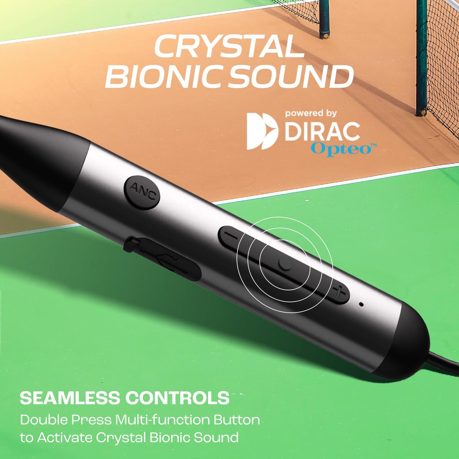 boAt Rockerz 280 ANC w/Crystal Bionic Sound Powered by Dirac Opteo, Active Noise Cancellation, 13mm Drivers, ASAP Charge, 24H Playback & ENx Tech in- Ear Bluetooth Neckband(Gunmetal Black) - Nalanda Enterprises