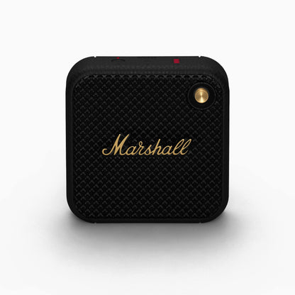 Marshall Willen Portable Bluetooth Speaker with 15+ Hours of Portable Playtime, Dust & Waterproof (IP67) - Black & Brass. - Nalanda Enterprises