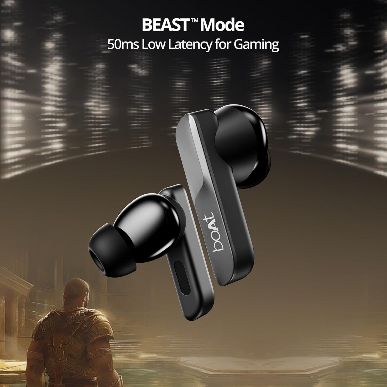 boAt Airdopes 800 True Wireless in Ear Ear Buds w/Dolby Audio, Adaptive EQ by Mimi, 40 Hours Playback, 4 Mics w/AI-ENx™, in-Ear Detection & Hearables App Support - Nalanda Enterprises