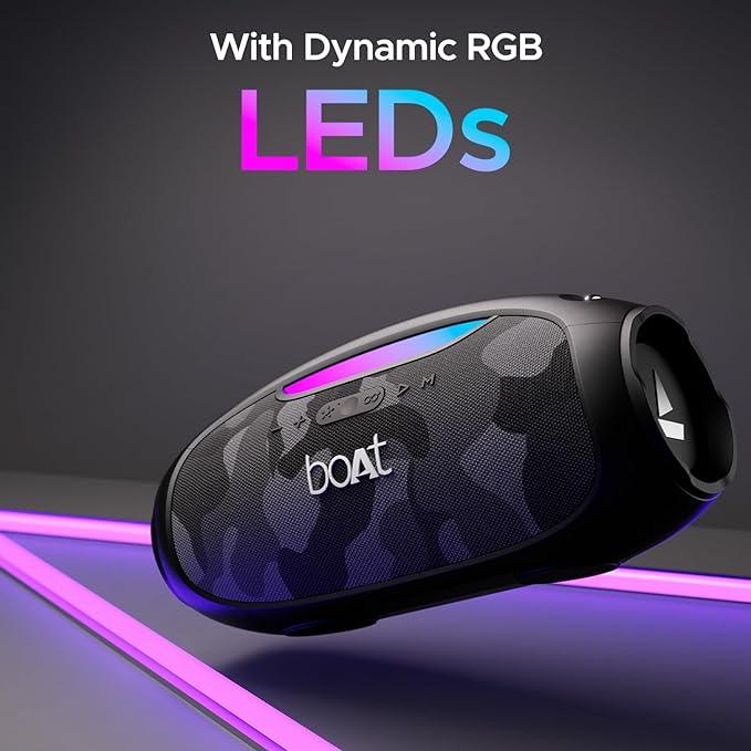boAt Stone ignite Bluetooth Speaker w/ 90 W RMS Sound, RGB LEDs, EQ Modes, IPX6,BT v5.3,Multi- Compatibility– Aux&USB, Playback time Up to 5 Hours & Type C Charging - Nalanda Enterprises