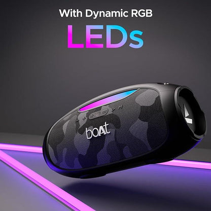 boAt Stone ignite Bluetooth Speaker w/ 90 W RMS Sound, RGB LEDs, EQ Modes, IPX6,BT v5.3,Multi- Compatibility– Aux&USB, Playback time Up to 5 Hours & Type C Charging - Nalanda Enterprises