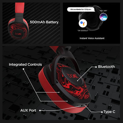 boAt Rockerz 558 Over Ear Bluetooth Headphones with Upto 20 Hours Playback, 50MM Drivers, Soft Padded Ear Cushions and Physical Noise Isolation(Black) - Nalanda Enterprises