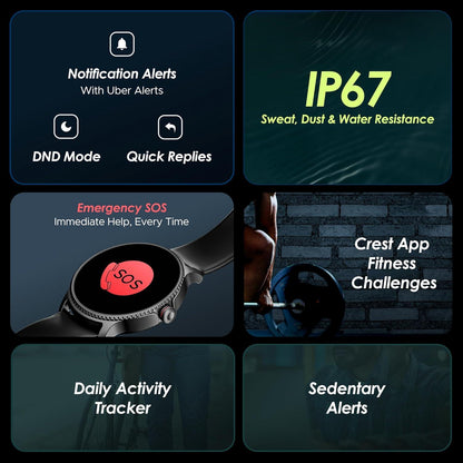 boAt Lunar Discovery w/ 1.39" (3.5 cm) HD Display, Turn-by-Turn Navigation, DIY Watch Face Studio, Bluetooth Calling, Emergency SOS, QR Tray, Smart Watch for Men & Women(Active Black) - Nalanda Enterprises