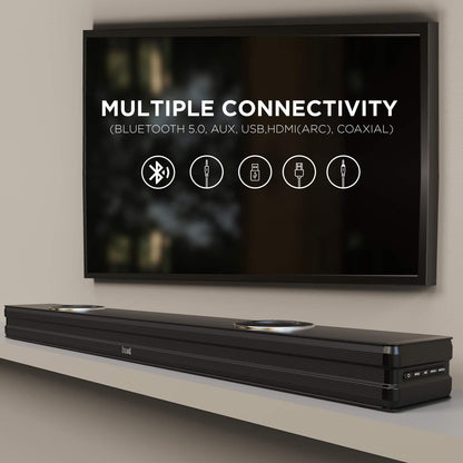 boAt Aavante Bar 1500 2.1 Channel Home Theatre Soundbar with 120W Signature Sound, Wired Subwoofer, Multiple Connectivity Modes, Entertainment EQ Modes and Sleek Finish (Black) - Nalanda Enterprises