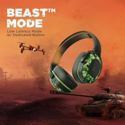 boAt Rockerz 425 Bluetooth Wireless Over Ear Headphones with Mic Signature Sound, Beast Mode for Gaming, Enx Tech, ASAP Charge, 25H Playtime, Bluetooth V5.2 (Active Black) - Nalanda Enterprises