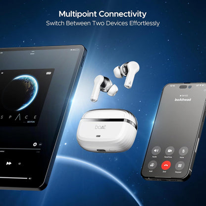 boAt Nirvana Space Truly Wireless in-Ear Earbuds w/ 360º Spatial Audio, ANC (~32dB),100HRS Playback,4 Mics w/AI-ENx™,in-Ear Detection,DLC Drivers, Multipoint Connectivity Ear Buds TWS (Cosmic Black) - Nalanda Enterprises