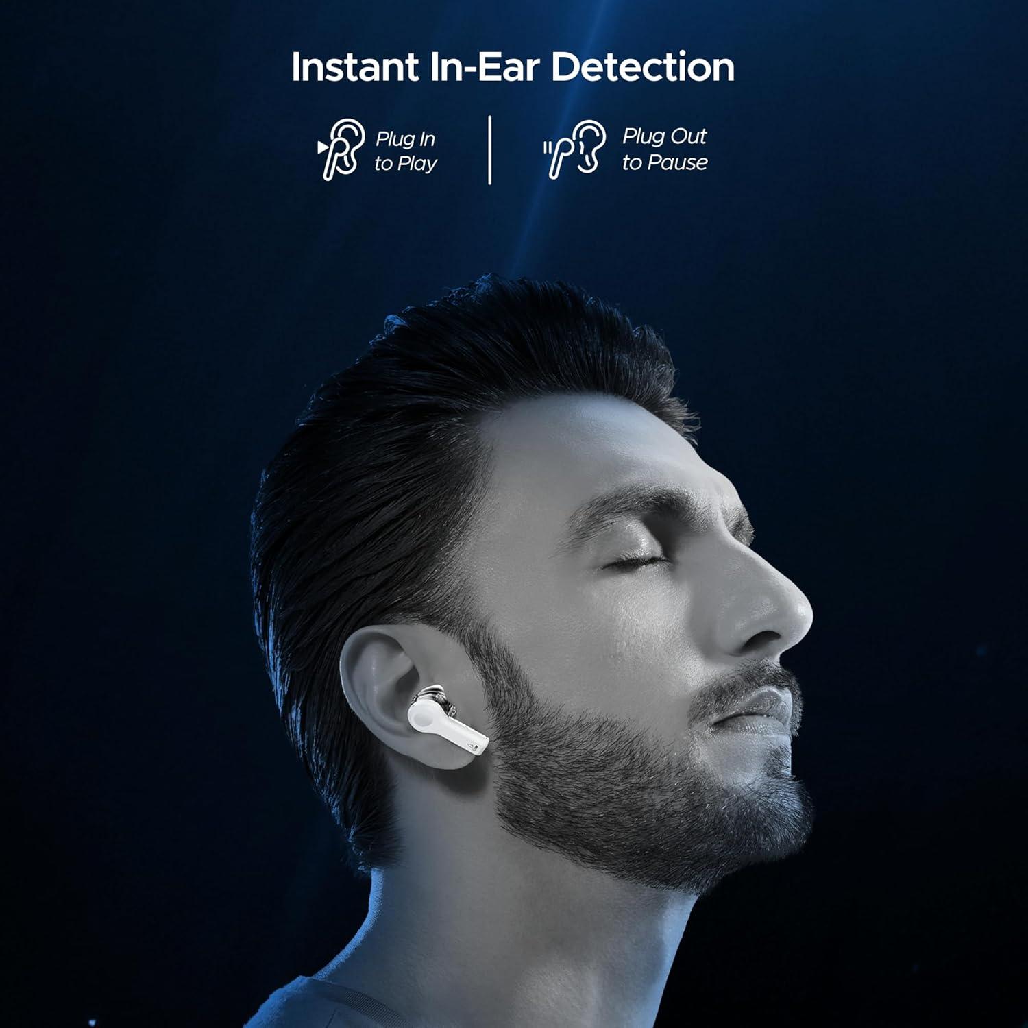 boAt Nirvana Space Truly Wireless in-Ear Earbuds w/ 360º Spatial Audio, ANC (~32dB),100HRS Playback,4 Mics w/AI-ENx™,in-Ear Detection,DLC Drivers, Multipoint Connectivity Ear Buds TWS (Cosmic Black) - Nalanda Enterprises