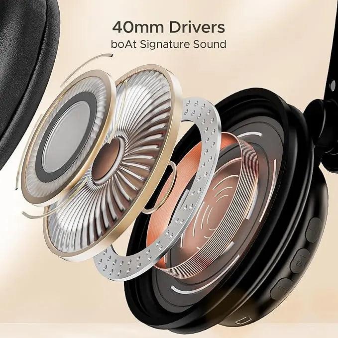 boAt Rockerz 450 Bluetooth On Ear Headphones with Mic, Upto 15 Hours Playback, 40MM Drivers, Padded Ear Cushions, Integrated Controls and Dual Modes - Nalanda Enterprises