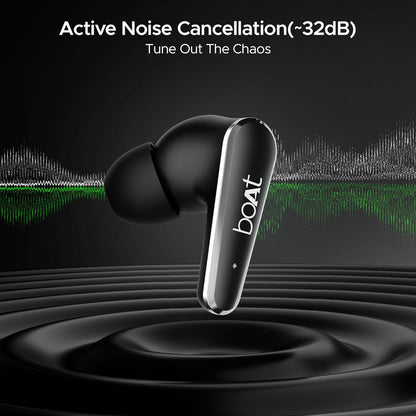 boAt Airdopes 280 ANC Truly Wireless in-Ear Earbuds with 32dB ANC, Ambient Mode, 60HRS Playback, 13mm Drivers, 4 Mics ENx™, in-Ear Detection, ASAP™ Charge,Beast Mode,IPX5 Ear Buds TWS (Active Black) - Nalanda Enterprises