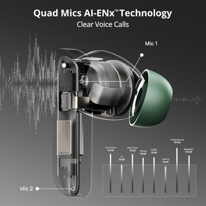 boAt Airdopes 800 True Wireless in Ear Ear Buds w/Dolby Audio, Adaptive EQ by Mimi, 40 Hours Playback, 4 Mics w/AI-ENx™, in-Ear Detection & Hearables App Support - Nalanda Enterprises