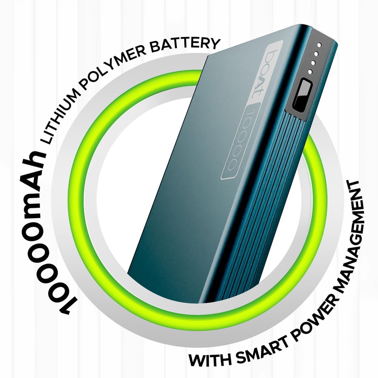 boAt EnergyShroom PB300 Air 10000 mAh 22.5W Pocket Size Power Bank with Compact and Lightweight Design, LED Battery Display, 12 Layer Smart IC Protection & Smart Power Management(Carbon Black) - Nalanda Enterprises