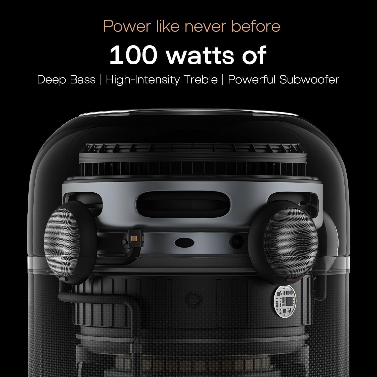 Noise Sound Master 100W Bluetooth Speaker with 360° Surround Sound,12H Playtime, NFC Tap & Pair,Dual Speaker Connectivity and Superior Mesh Finish(Master Black) - Nalanda Enterprises